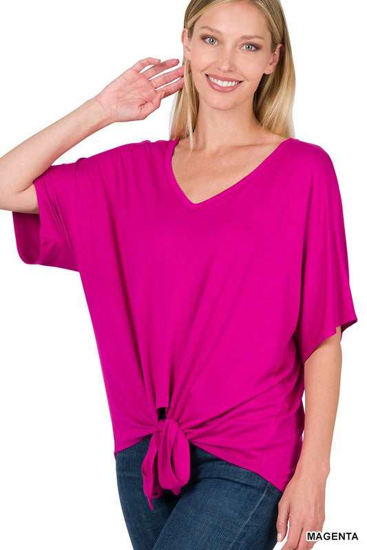 Tie Front Luxe Rayon Top - Final Sale