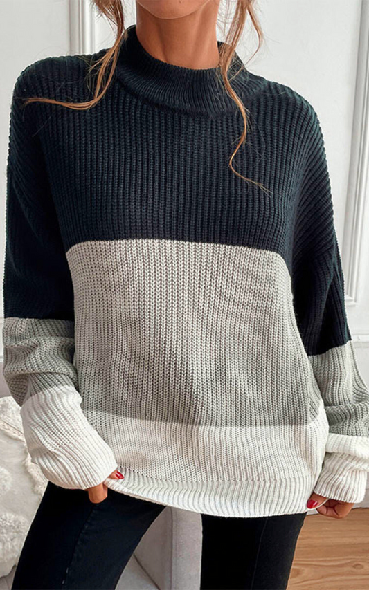 colorblock ribbed turtleneck 