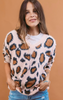 Davi & Dani V Neck Animal Print Pull Over Sweater