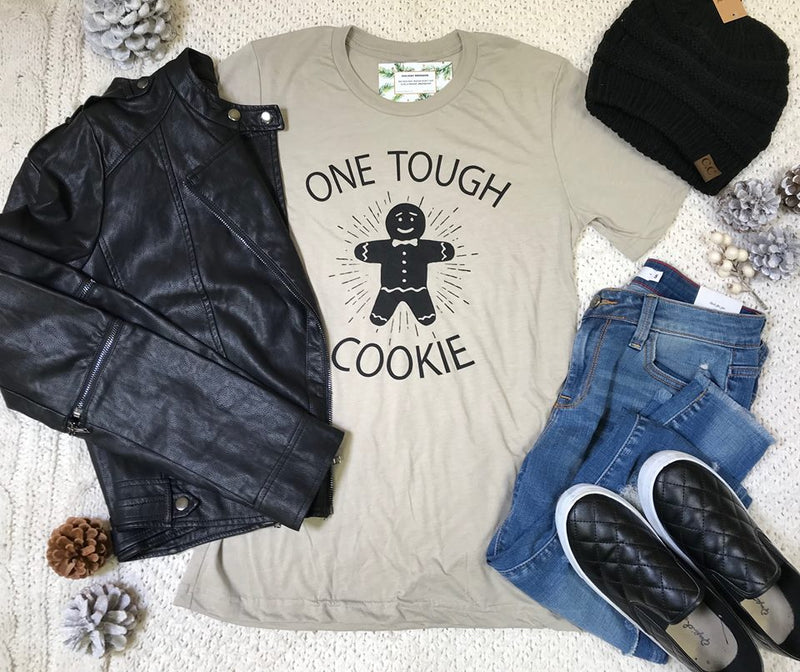 One Tough Cookie Graphic Tee- Oatmeal - BAD HABIT BOUTIQUE 