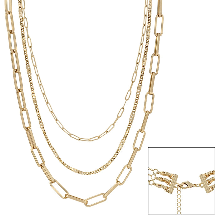 Sara's Triple Stacked Gold Chain Link Necklace