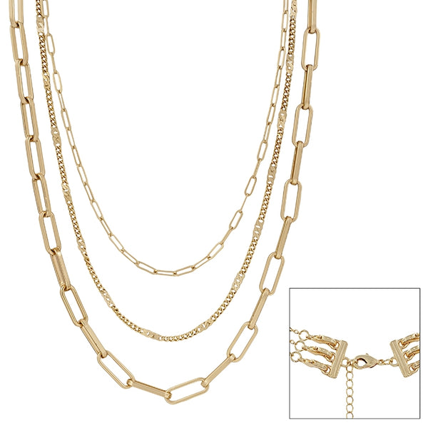 Sara's Triple Stacked Gold Chain Link Necklace