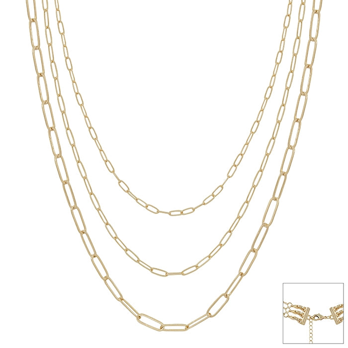 Gold Chain Triple Stacked Necklace