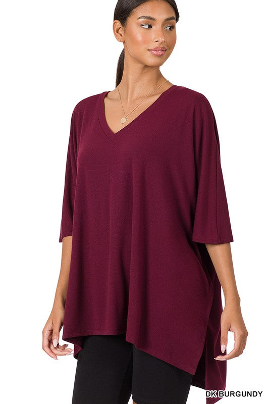 Oversized V-Neck Tunic Top - Final Sale*