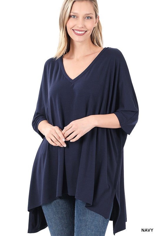 Oversized V-Neck Tunic Top - Final Sale*