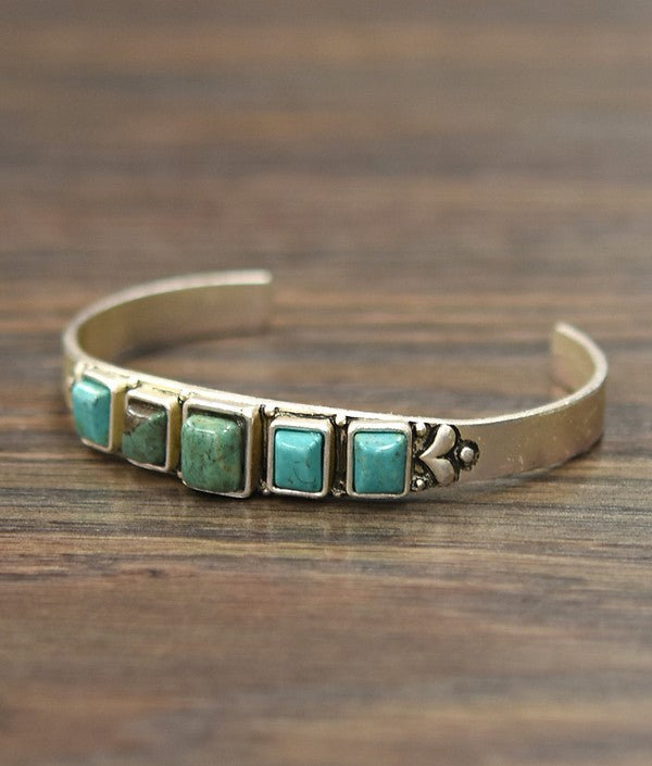 Natural Turquoise "C" Cuff Bracelet