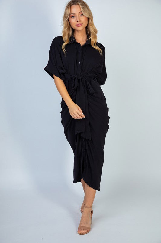 BLACK Front Twist Dress