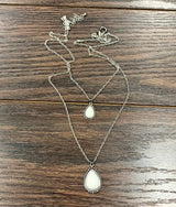 Two Tiered White Turquoise Pendant Necklace