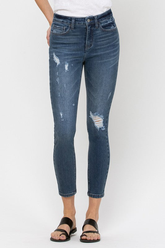 VERVET PREORDER- High Rise Crop Skinny Jeans - BAD HABIT BOUTIQUE 