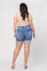 High Rise Double Button Cuffed Denim Shorts - Vervet Curvy Girl - Final Sale