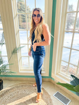 High Rise Stretch Skinny Denim Jeans by Vervet