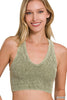 Lt Olive Vintage Wash Cropped Racerback Brami