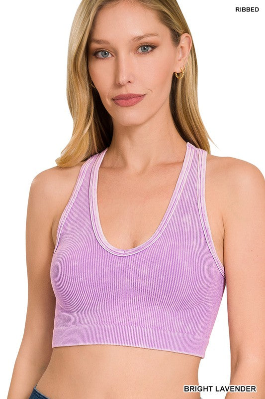 Bright Lavender Vintage Wash Cropped Racerback Brami