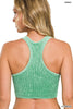 K Green Vintage Wash Cropped Racerback Brami