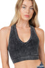 Ash black Vintage Wash Cropped Racerback Brami