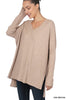 V-Neck Heather Ribbed Dolman Top - LA LIVE Zenana (1-1-2-2)