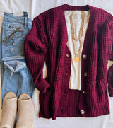 Button Up Waffle Cardigan - Final Sale