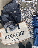 weekend vibes canvas tote
