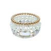 White Crystal, Stone, and Gold Stacked Bracelets - 5