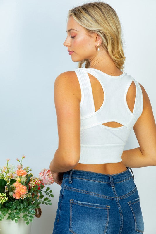 White Knit Crop Top - White Birch Final Sale*