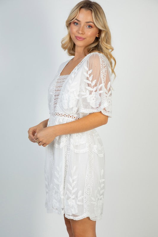 White Lace Romper - White Birch