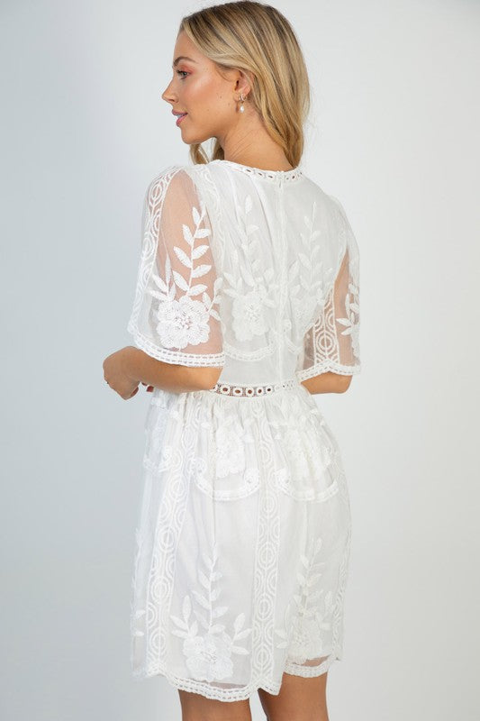 White Lace Romper - White Birch