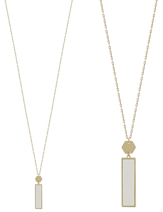 White Wood Bar & Gold Necklace