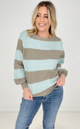 Round Neck Long Sleeve Colorblock Sweater