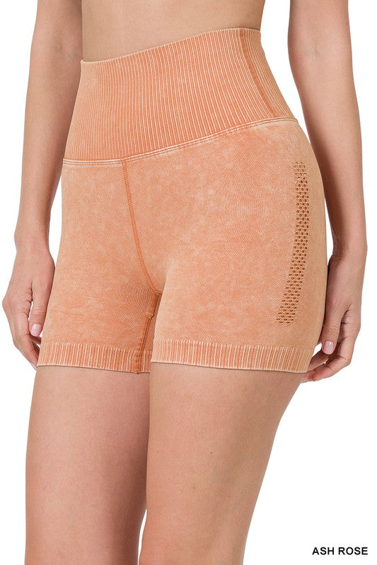 Ash Rose Mineral Wash Seamless Biker Shorts