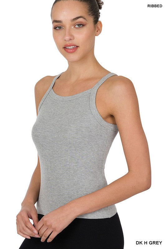 Dk H Grey Rayon Ribbed Cami Tank Top