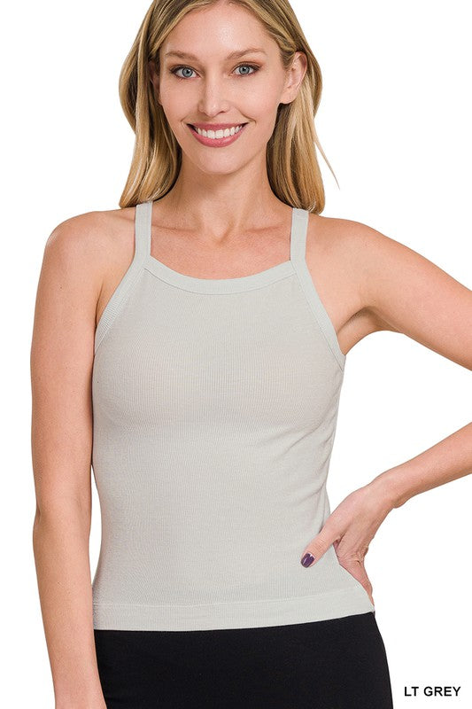 Lt Grey Rayon Ribbed Cami Tank Top