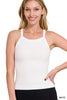 White Rayon Ribbed Cami Tank Top