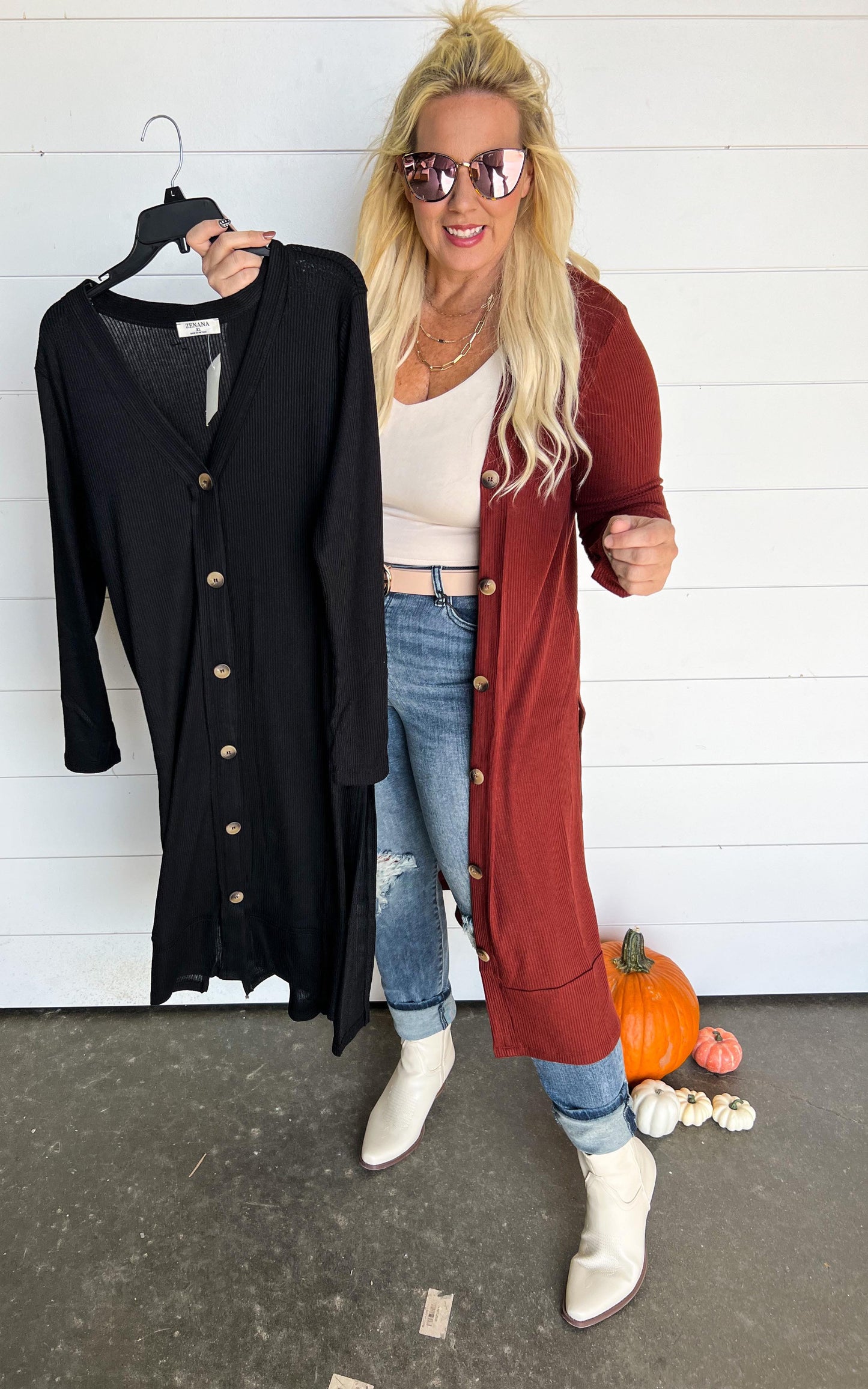 Zenana Ribbed Long Duster Cardigan