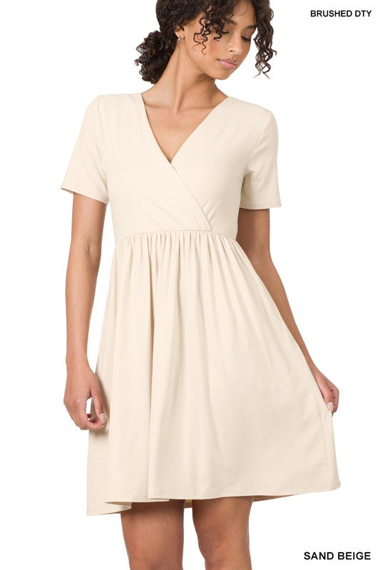 The Hillary Short Sleeve Surplice Dress | FINAL SALE