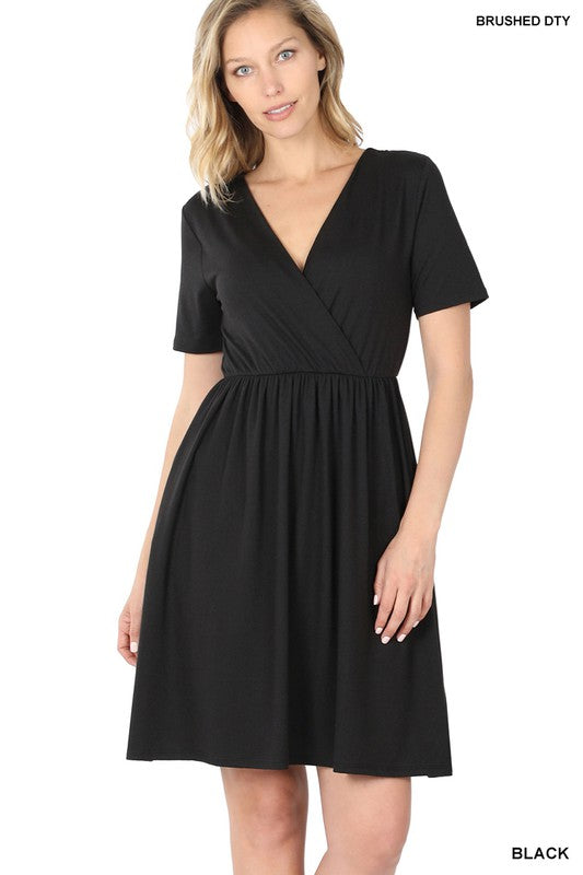 The Hillary Short Sleeve Surplice Dress | FINAL SALE