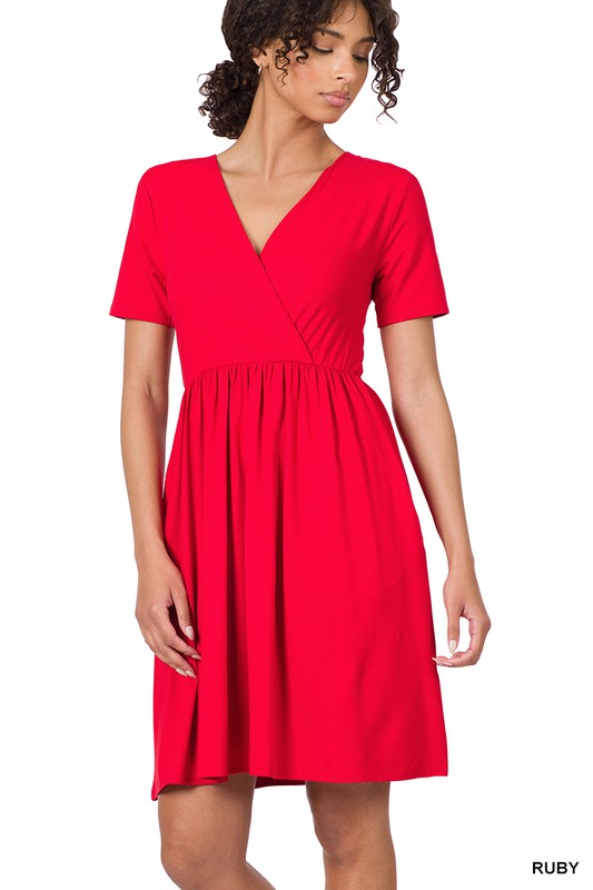 The Hillary Short Sleeve Surplice Dress | FINAL SALE