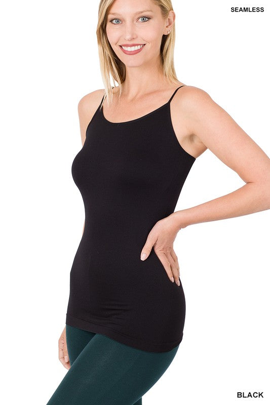 BLACK Seamless Adjustable Strap Cami Tank