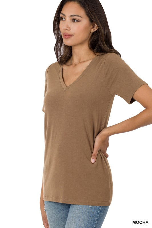 MOCHA V-Neck Short Sleeve T-Shirt 