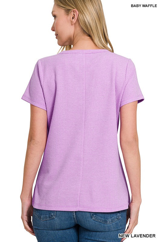 Melange Waffle V-Neck Top | FINAL SALE