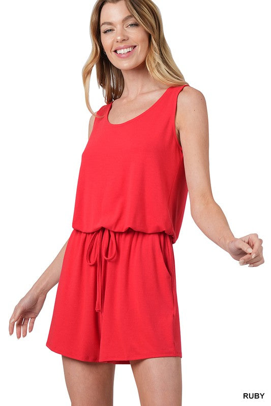 SLEEVELESS ROMPER WITH POCKETS - Final Sale*