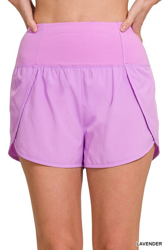 HIGH WAISTED ZIPPERED BACK POCKET RUNNING SHORTS - Final Sale